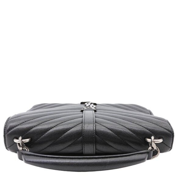 Yves Saint Laurent  College Medium Monogram Chevron Leather Crossbody Bag Black - Picture 6 of 12